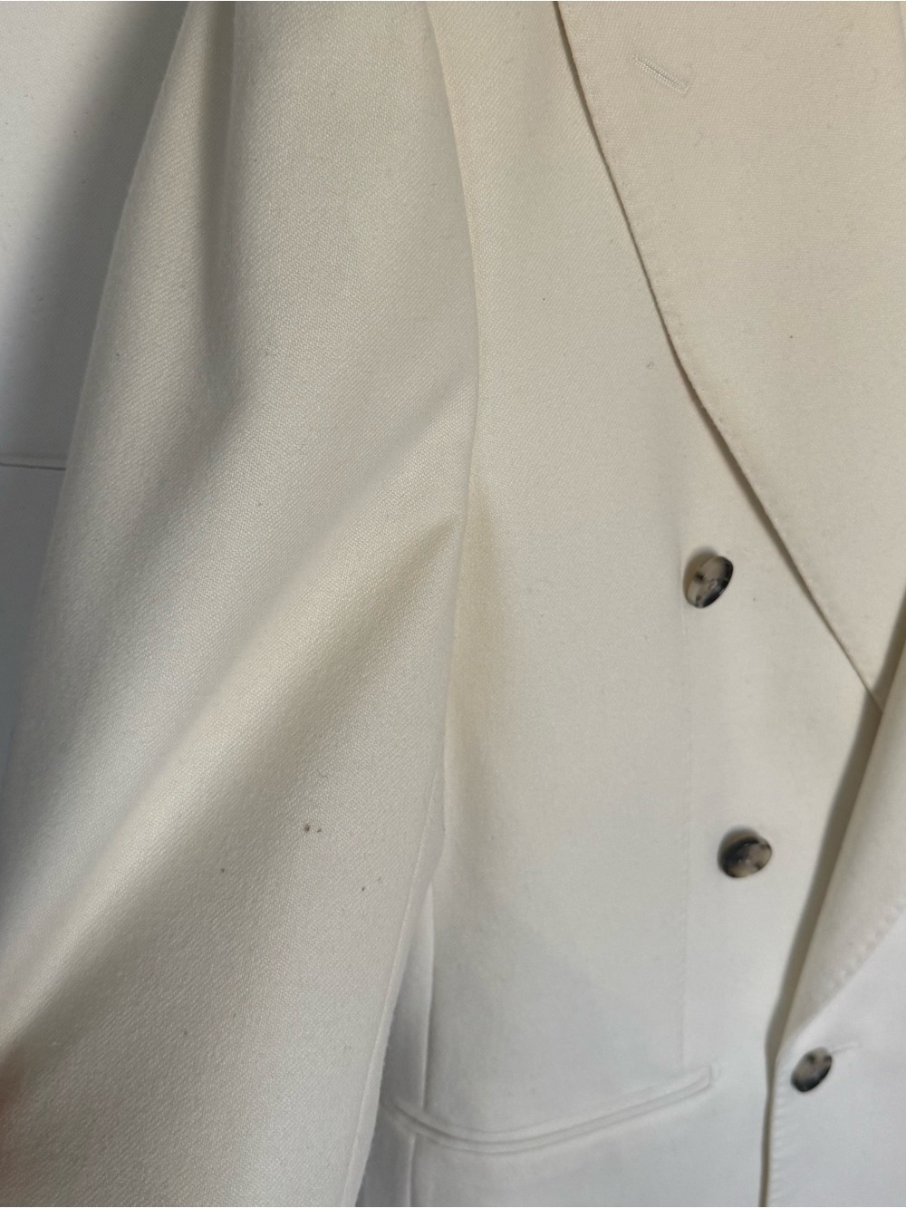 Off White Pure Wool DB Suit - Picture 3 of 5